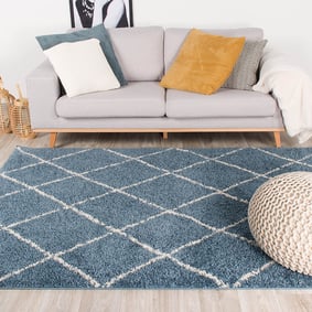 Teppich Hochflor - Grand Lines Blau Creme