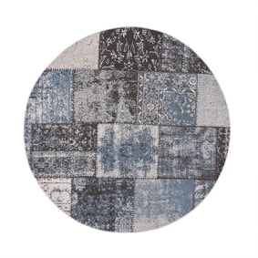 Teppich Patchwork Rund - Dreams Grau Blau - product