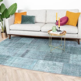 Teppich Patchwork - Estate Blau Grün