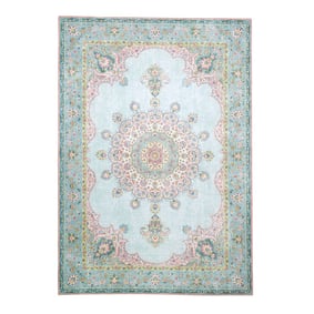 Teppich Vintage - Lily Medaillon Hellblau Türkis - product