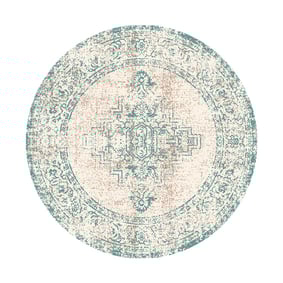 Teppich Vintage Rund - Spring Ethnic Creme Grün - product