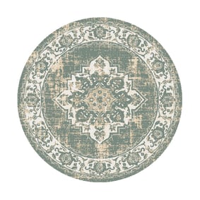 Teppich Vintage Rund - Spring Medaillon Grün Creme - product