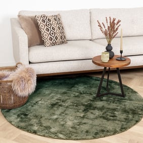 Viskose Teppich Rund - Pearl Dunkelgrün