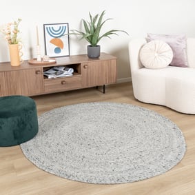 Wollteppich Rund - Wise Grau Weiß 609