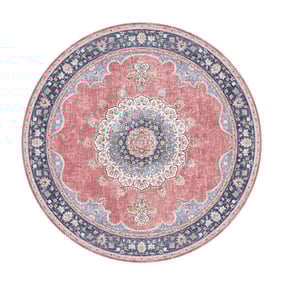 Teppich Vintage Rund - Lily Medaillon Rot Rosa - product