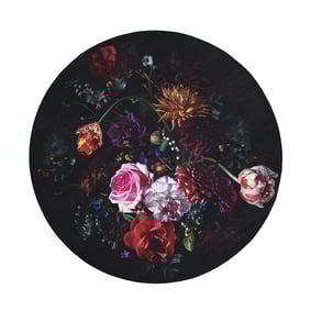 Teppich Floral Rund - Florine Schwarz Rosa - product