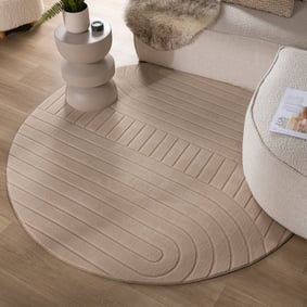 Runder Teppich Wohnzimmer - Charm Arches Beige