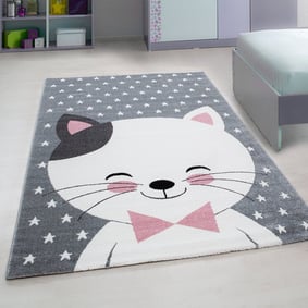 Kinderzimmerteppich - Anna Katze Rosa