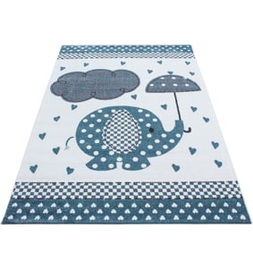 Kinderzimmer Teppich  - Anna Elefant Regenschirm Blau - product