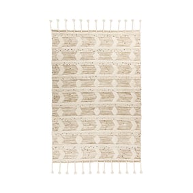 Boho Teppich - Basai Fransen 425 Creme Grün - product