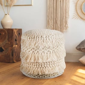 Kleiner Boho Hocker - Basai 335 Creme