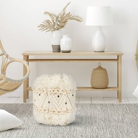 Kleiner Boho Hocker - Basai 525 Creme