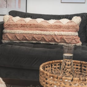 Boho Kissen Rechteckig - Basai 225 Rosa Creme
