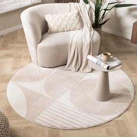 Skandinavischer Teppich Rund - Aurora Circles Beige