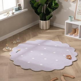 Teppich Kinderzimmer Rund - Cloudy Dots Lila