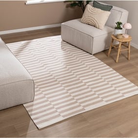 Baumwollteppich - Dazzle Blocks Beige Weiß