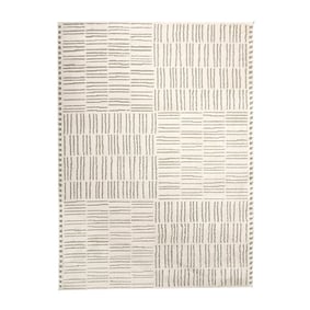 Teppich Wohnzimmer - Yune Lines Creme Grün - product