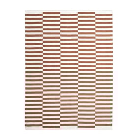 Baumwollteppich - Dazzle Blocks Braun Weiß - product