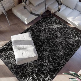 Marmor Teppich - Botticino 225 Schwarz Silber