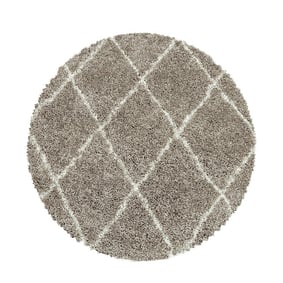 Berberteppich Rund - Agadir Lines Beige Creme 