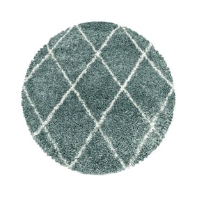 Berberteppich Rund - Agadir Lines Blau Creme 