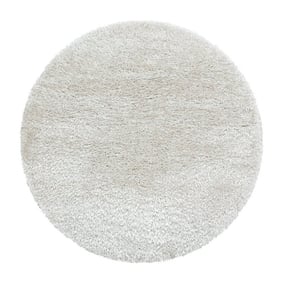 Hochflor Teppich Rund - Blushy Creme Weiß
