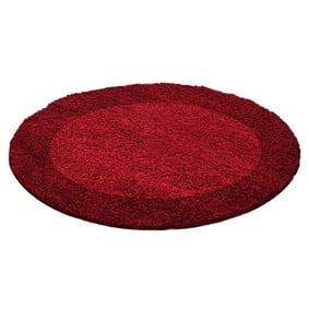 Hochflor Teppich Rund - Edge Rot
