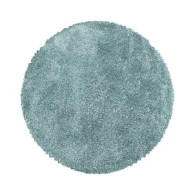 Hochflor Teppich Rund - Fuzzy Hellblau