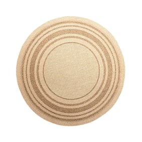 Jute Gartenteppich Rund - Mavi Border Creme Braun - product