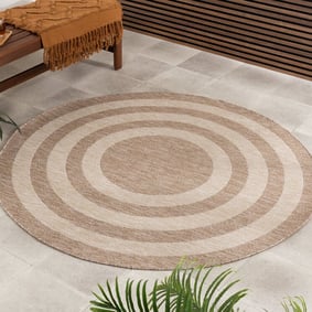 In- & Outdoor Teppich Rund - Sierra Frame Beige Creme