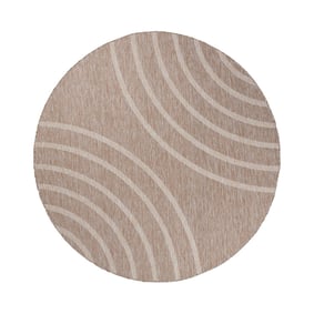 In- & Outdoor Teppich Rund - Sierra Curves Beige Creme - product