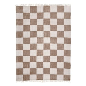 Teppich Kariert - Blox Fringe Beige Weiß - product