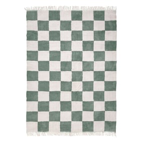 Teppich Kariert - Blox Fringe Grün Weiß - product