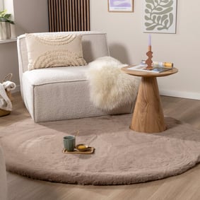 Hochflor Teppich Rund - Comfy Supreme Taupe