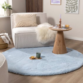 Hochflor Teppich Rund - Comfy Supreme Hellblau