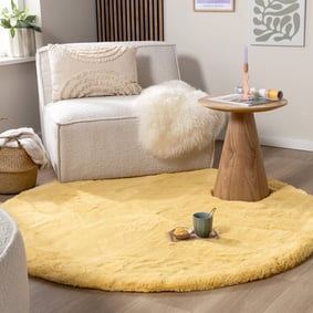 Hochflor Teppich Rund - Comfy Supreme Gelb