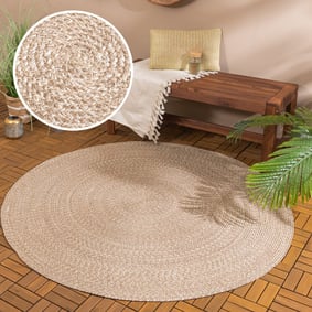 In- & Outdoor Jute Teppich Rund - Bali Braun 