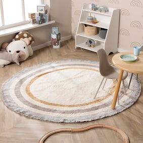 Waschbarer Kinderteppich Rund - Milo Grau