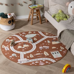 Auto Spielteppich Rund - Rocky Ride Terracotta