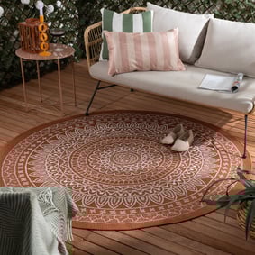 In- & Outdoor Teppich Rund - Summer Azteca Terracotta