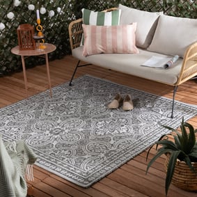 In- & Outdoor Teppich Quadrat - Summer Oriental Grau