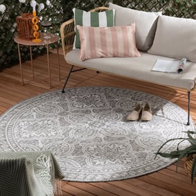In- & Outdoor Teppich Rund - Summer Oriental Hellgrau