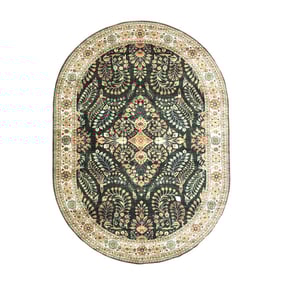 Vintage Gartenteppich Oval - Santo Flora Dunkelgrün - product