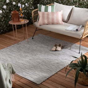 In- & Outdoor Teppich Quadrat - Summer Tile Hellgrau