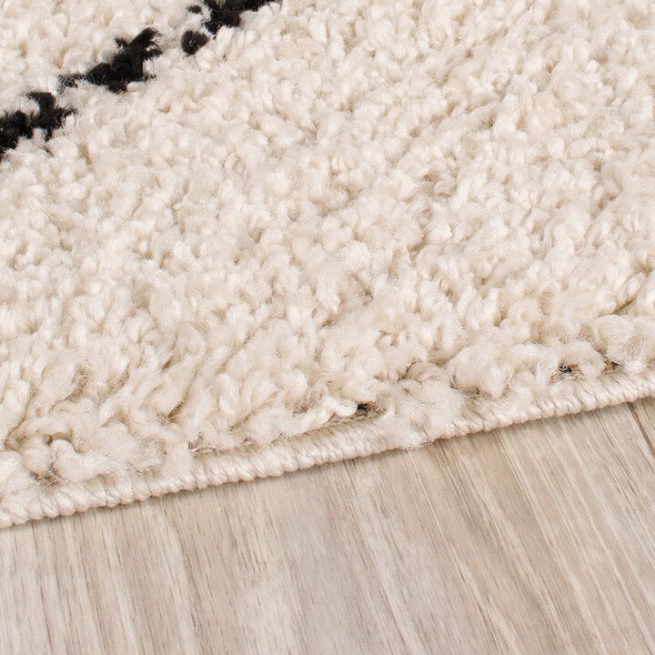 Teppich Hochflor Quadrat - Grand Lines Creme Schwarz - 5