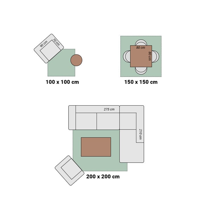 Teppich Hochflor Quadrat - Grand Lines Creme Schwarz - 7