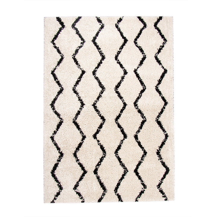 Teppich Hochflor - Grand Moves Creme Schwarz - 1