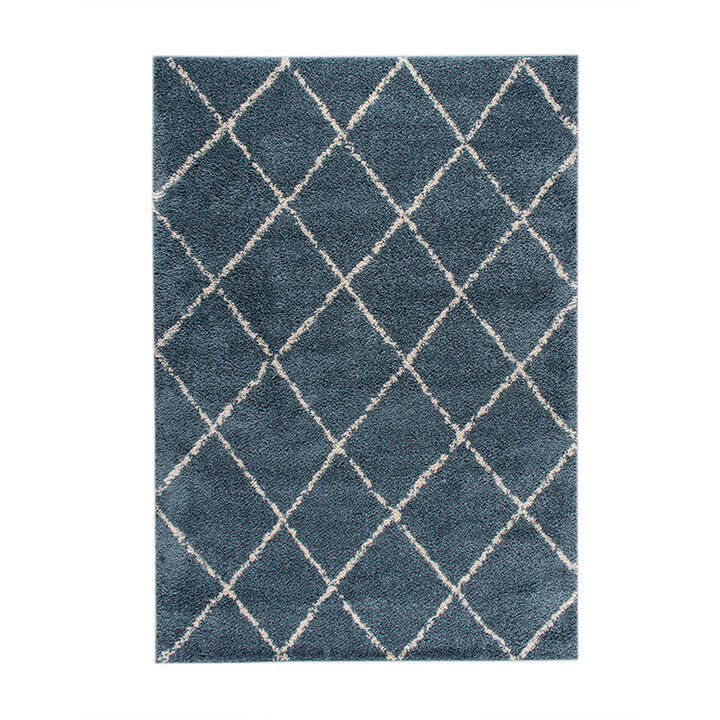 Teppich Hochflor - Grand Lines Blau Creme - 1