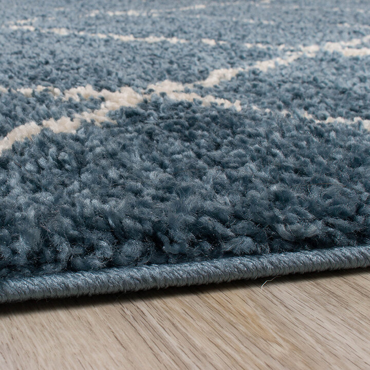 Teppich Hochflor - Grand Lines Blau Creme - 5