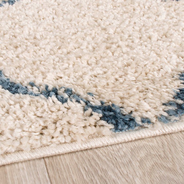 Teppich Hochflor - Grand Lines Creme Blau - 5